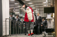 Santa Claus disembarks from Finnair flight AY131 from Helsinki on 8 December 2022