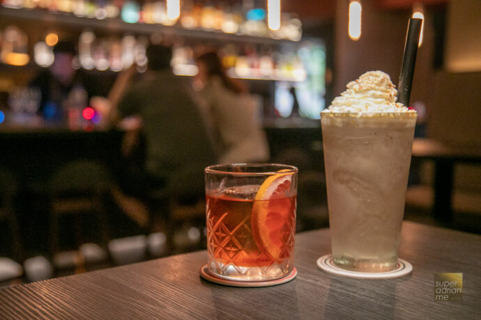 Wildfire Burgers - Mezcal Negroni (L) and Nutty Espressso Milkshake