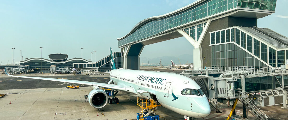 Cathay Pacific A350 aircraft at Hong Kong International Airport 20 February 2023