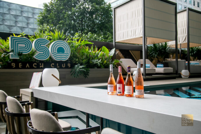 16 different types of Rosés are served at P.S.O Beach Club. Pop Up Wine supplies 6.