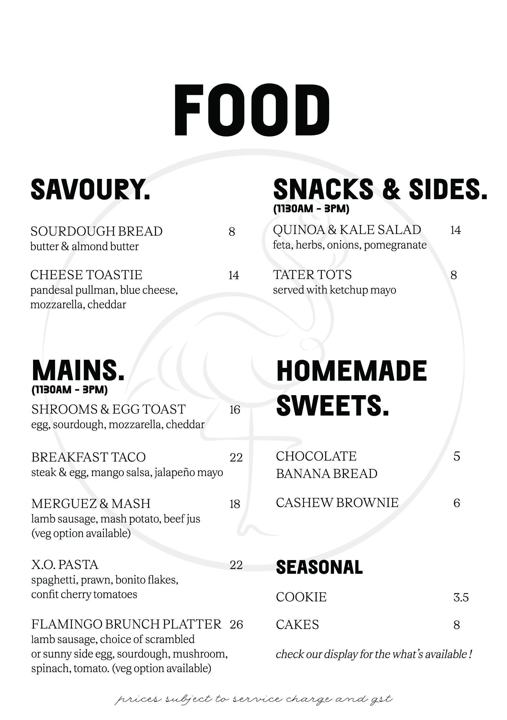 Weekday Brunch at Flamingo Coffee Bar from 11.30am to 3pm