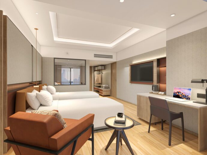 Rendering of Twin Bedroom at the Peninsula Excelsior Singapore, a Wyndham Hotel (Source: Wyndham Hotels & Resorts) 