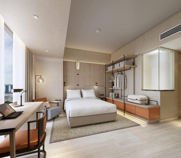 Rendering of King Bedroom at the Peninsula Excelsior Singapore, a Wyndham Hotel (Source: Wyndham Hotels & Resorts) 
