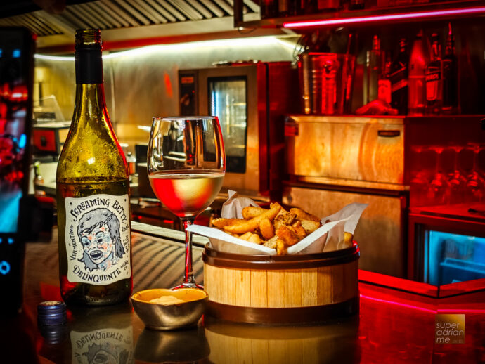 Eat Sum Thing with fries and natural wines