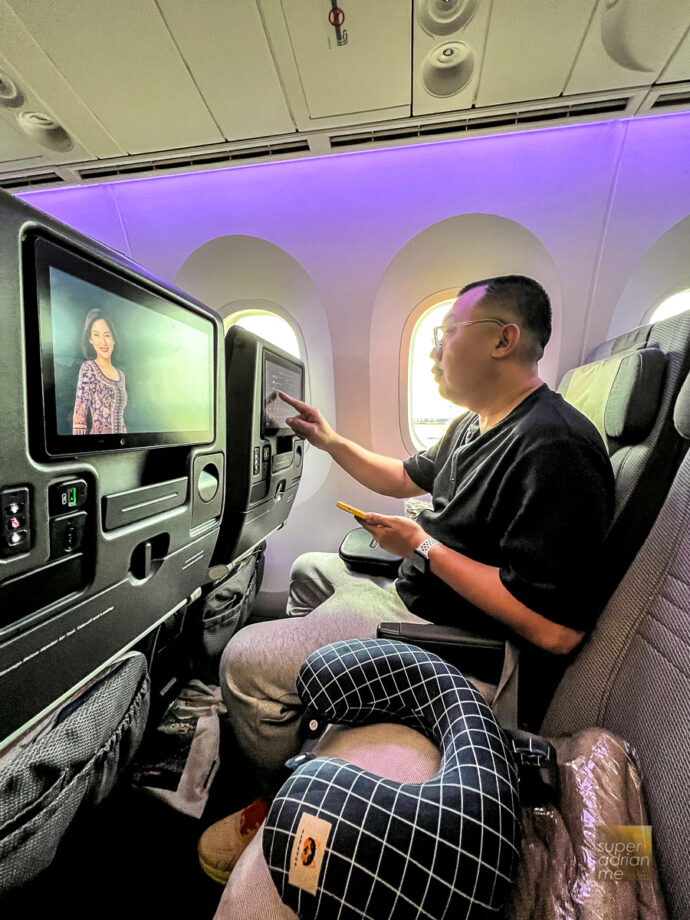 Inside Singapore Airlines Boeing 787-10 Dreamliner at Tapei Taoyuan International Airport on 8 July 2023