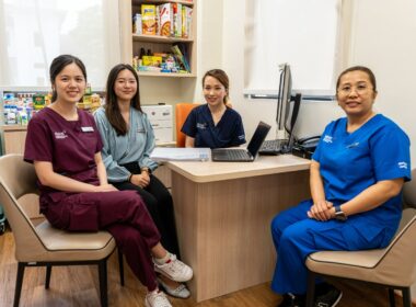 Clinical Assistant Professor Laureen Wang (second from right), Director of AH's Healthy Longevity Clinic, world's first in a public hospital. She is joined by members of her multidisciplinary team from the new clinic. Credit: Alexandra Hospital