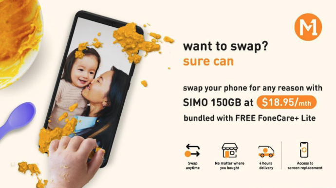 M1 FoneCare+ Lite device care plan that offers a one-time exchange of enrolled mobile devices for any reason for customers under its SIM-Only plans.