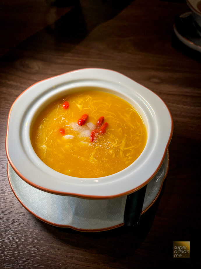 Pumpkin Broth with Crabmeat and Scallop