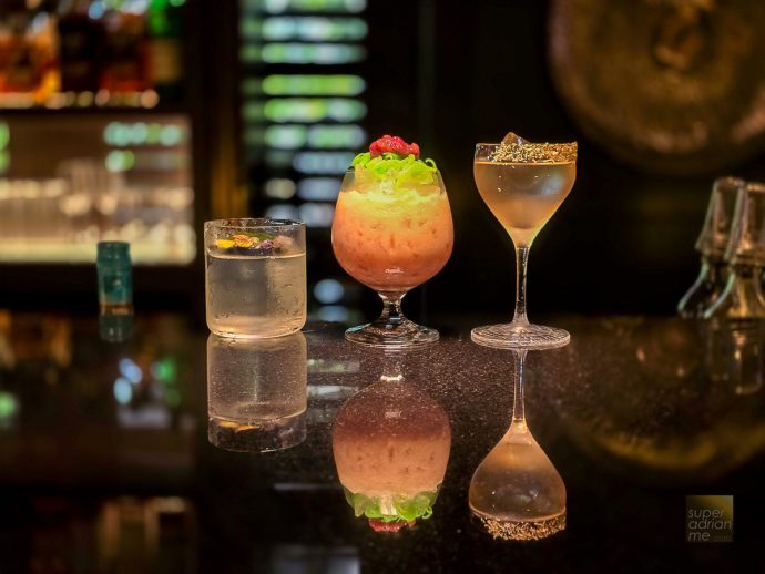 Peranakan-inspired craft cocktails - Straits Old Fashioned (Left), Chendol (Centre) and Little Nyonya (Right)
