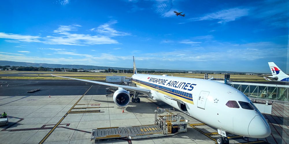 Singapore Airlines Boeing 787-10 at Adelaide Airport