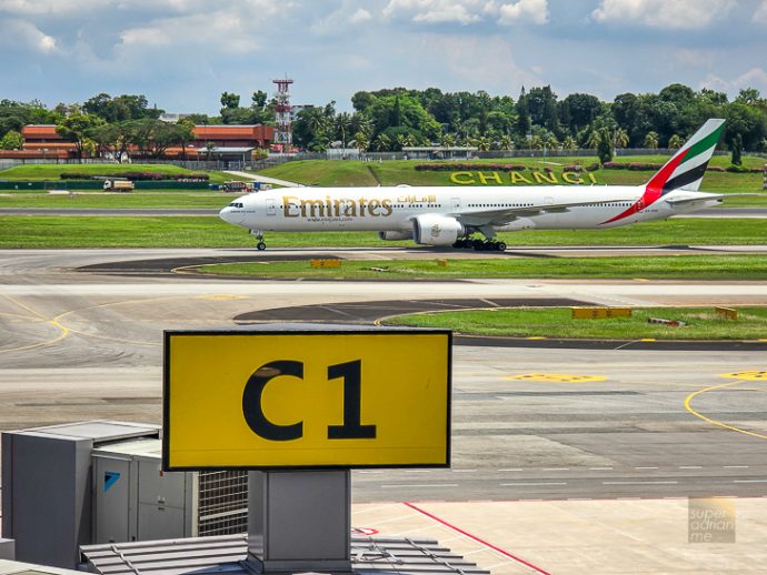 Emirates B777-300  (A6-ENE) EK348 landed in Singapore on 1 May 2024
