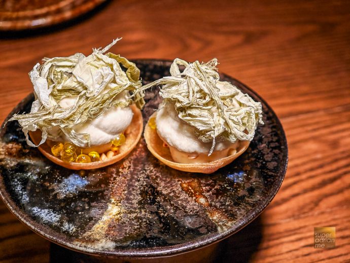 Cashew Cream, Kelp & Banana Tart by Chef Stefan Liau of Hevel