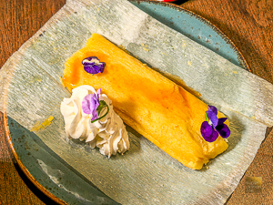 Mami's Tamales - Sweet Tamal with Whipping Cream and Tequila Caramel