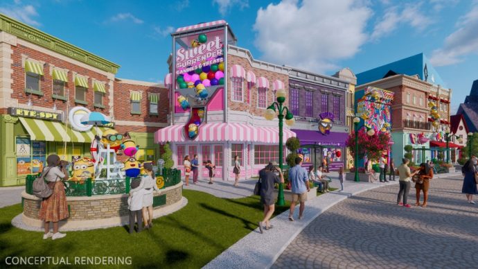 Conceptual rendering of Minion Marketplace in Illumination’s Minion Land. PHOTO CREDIT: UNIVERSAL DESTINATIONS & EXPERIENCES