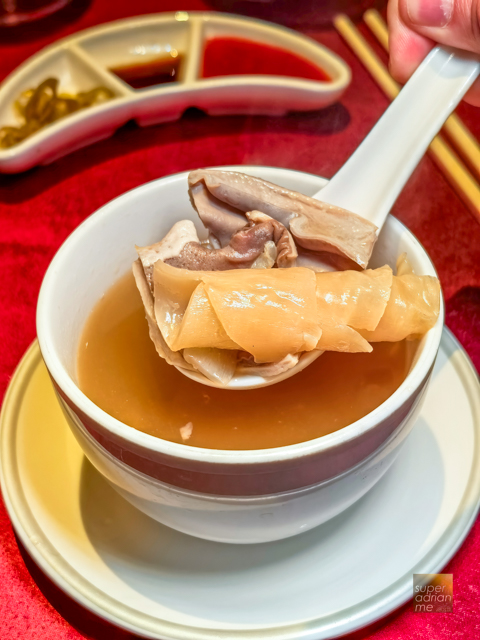 Shangri-La Singapore - Double-boiled Chicken Broth with Chicken, Himematsutake Mushrooms and Fish Maw stuffed in Pig Stomach