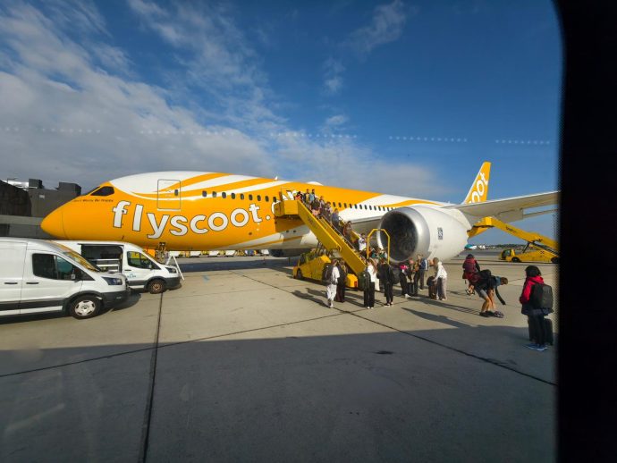 Scoot B787-8 aircraft in Vienna airport