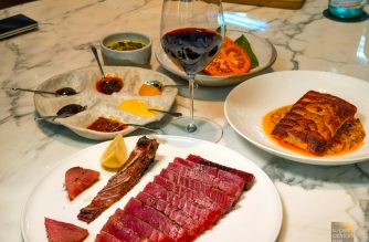 FYSH - January 2025 - Queensland Yellowfin Tuna Rib Eye Steak (S$135) , Line Caught Blue Eye Trevalla on Potato Scales (S$58) and Tomato Basil and Calamansi Vinaigrette and Smoked Cream Spinach