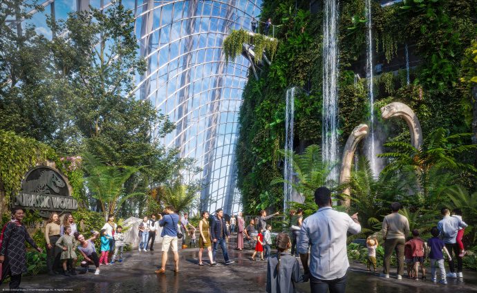 Jurassic World The Experience at Cloud Forest Gardens by the Bay_Brachiosaurus Falls | SUPERADRIANME.com Jurassic World The Experience at Cloud Forest Gardens by the Bay_Brachiosaurus Falls (Source: NEON)