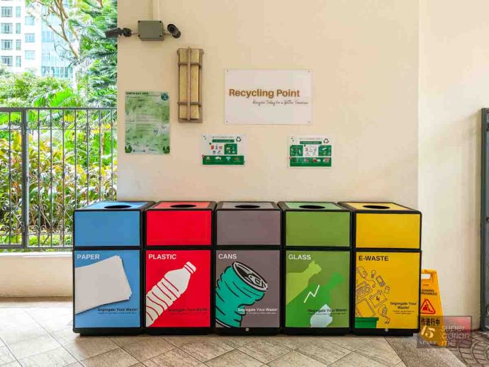 Recycling Bins at Great World Residences | SUPERADRIANME.com Recycling Bins at Great World Residences