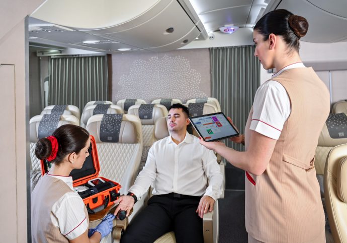 Emirates and Parsys design pioneering new telemedicine station for inflight customers, allowing their vital signs or readings to be automatically transmitted to the Medcapture© device via Bluetooth. | SUPERADRIANME.com Emirates and Parsys design pioneering new telemedicine station for inflight customers, allowing their vital signs or readings to be automatically transmitted to the Medcapture© device via Bluetooth.