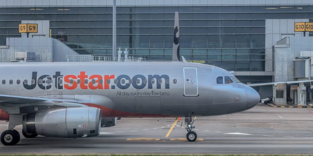 Jetstar Asia A320 aircraft at Changi Airport Terminal 4 - 15 January 2025
