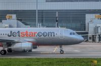 Jetstar Asia A320 aircraft at Changi Airport Terminal 4 - 15 January 2025