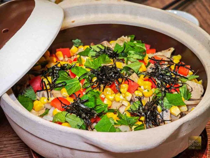 DINE - Sichuan Dou Hua x Yang Ming Springx Nishikane August 2025 -202723 | SUPERADRIANME.com Assorted Mushroom Donabe with Japanese Koshihikari Rice