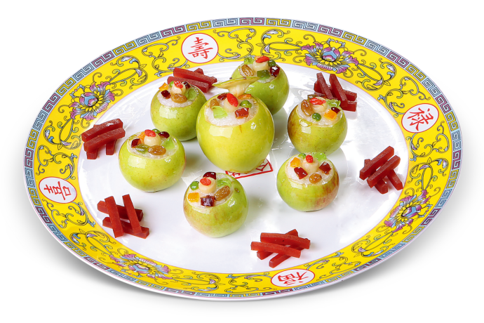 Manchu-Han Imperial Feast at Man Fu Yuan - Green Apple Stuffed with Sweet Glutinous Rice and Dried Fruits - 什锦墨哈盒