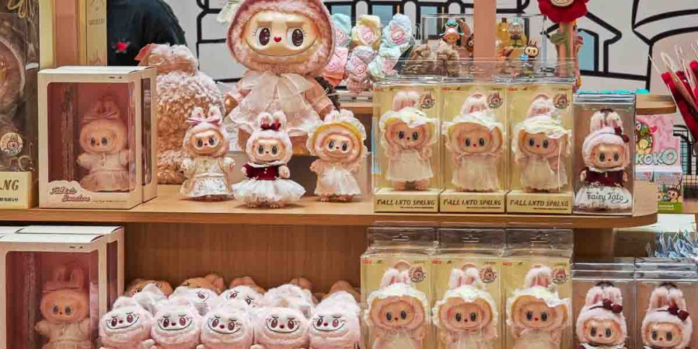 POP LAND Pop Up at BUGIS+ -112250 | SUPERADRIANME.com Mokoko, a fluffy pink, friendly LABUBU with a unique heart shaped nose.