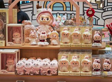 Mokoko, a fluffy pink, friendly LABUBU with a unique heart shaped nose.