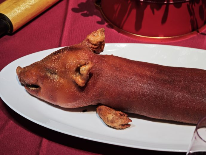 Shang Palace CNY 2026 - Roasted whole suckling pig stuffed with fried glutinous rice.