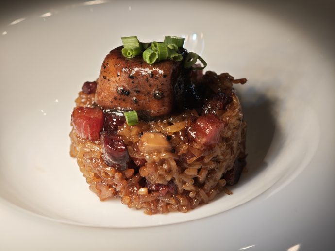 Shisen Hanten Wok-Fried Glutinous Rice with Foie Gras, Chinese Sausage and Black Truffle