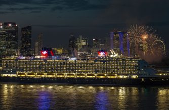 Disney Adventure arrives in Singapore (Disney Cruise Line photo)