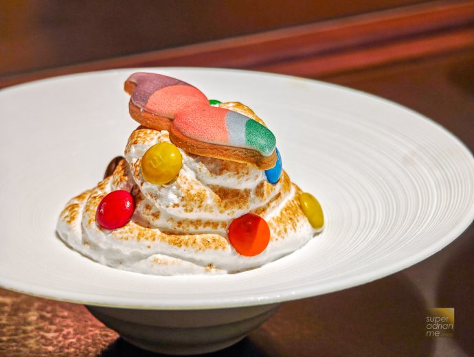 QUAN Hotpot at Resorts World Sentosa - FLAMED MERINGUE ICE CREAM-Vanilla bean ice cream & M&Ms-210202 | SUPERADRIANME.com FLAMED MERINGUE ICE CREAM Vanilla bean ice cream & M&Ms