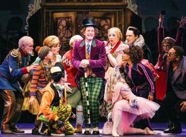 Coleman Simmons as Charlie Bucket and Claire Leyden as Mrs. Bucket. Roald Dahl’s CHARLIE AND THE CHOCOLATE FACTORY. Photo by Jeremy Daniel