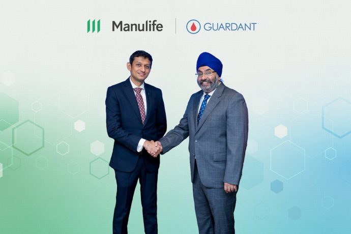 manulife-guardant-asia | SUPERADRIANME.com Manulife has announced an exclusive partnership with Guardant Health to bring the innovative, blood-based Shield multi‑cancer detection test to customers in Hong Kong, the Philippines, and Singapore—marking the test’s first introduction in Asia and driving improved health outcomes across the region. Pictured are Harshal Shah, Chief Marketing Officer of Manulife Asia (left), and Simranjit Singh, CEO of Guardant Health AMEA (right).
