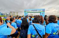 Flagging off for 5km fun walk at the Skechers Friendship Walk and Run 2026 at Singapore Marina Barrage on 7 June 2026