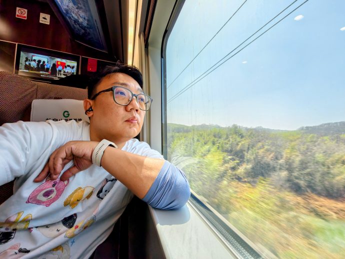 The view from the window seat onboard China's highspeed rail. Photo taken 25 March 2026