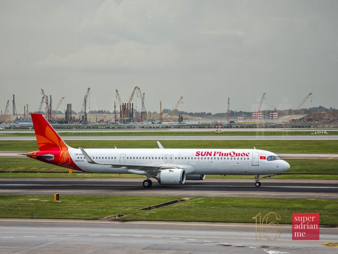 SUPERADRIANME - SUN PHUQUOC AIRWAYS - SINPQC Inaugural 25 July 2026-1 | SUPERADRIANME.com Inaugrual flight of Sun PhuQuoc Airways aircraft taxiing at Singapore Changi Airport Terminal 4 on 25 July 2026