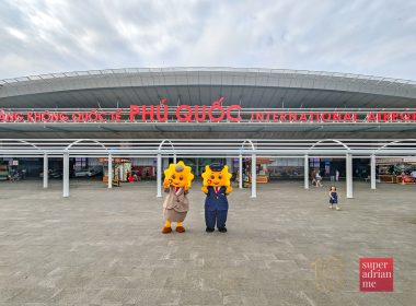 Sun PhuQuoc Airways mascots at Phu Quoc International Airport on 25 July 2026